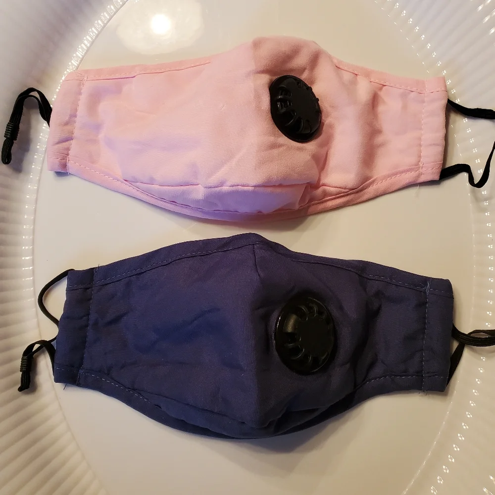 Face Mask Set of 2 with Filter Pocket & Breathing Valve